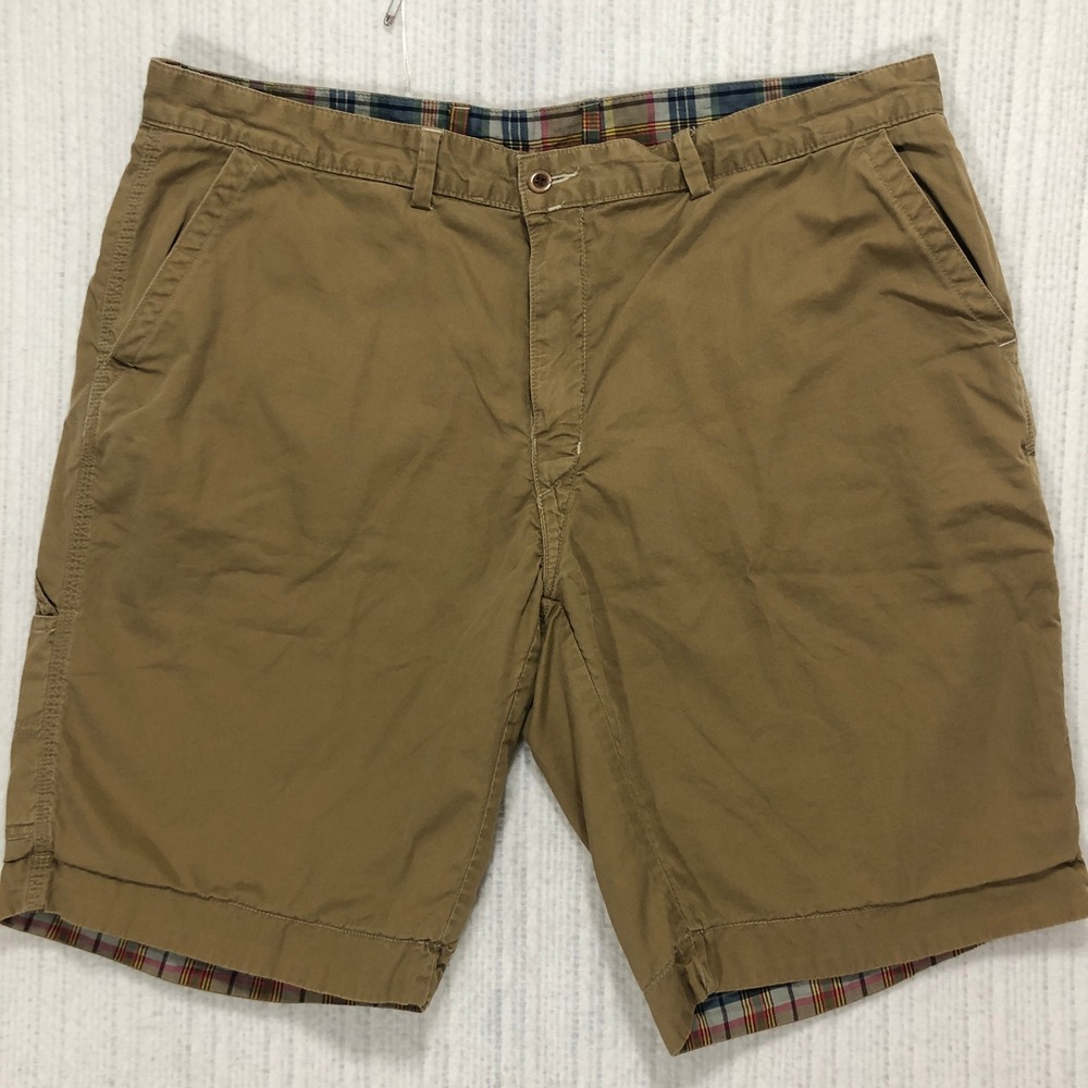 Polo Ralph Lauren Reversible Shorts Mens 40 Tan Chino Multi Color Plaid Cotton‎